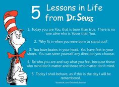 dr seuss's five lessons for kids to learn how to read the cat in the hat