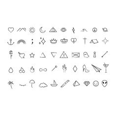 the symbols for tattoos are drawn in black and white