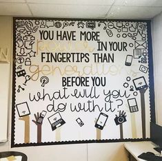 a bulletin board with writing on it that says, you have more fingertips than what will you do with it