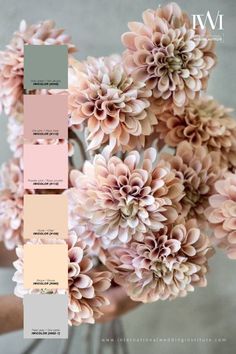 a bunch of pink flowers with different shades