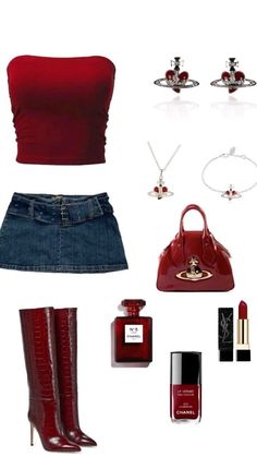 Red Night Out Outfit, Night Out Outfit Skirt, Outfit Inspo Fancy, Night Out Outfit Clubwear, 00s Mode, 2000s Fashion Outfits, Looks Street Style, Night Out Outfit, 2000s Fashion