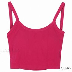 Lasaky - Dopamine Toddlers Sleeveless Top in Rose Red with Backless Design and Chest Pad, Perfect for Stylish Layering Pink Tank Vest Crop Top, Red Seamless Sleeveless Camisole, Pink Cami Vest Crop Top, Pink Crop Top Vest, Red Seamless Crop Top Tank, Red Seamless Camisole For Summer, Pink Seamless Sleeveless Camisole, Pink Sleeveless Seamless Camisole, Red Seamless Sleeveless Tank Top