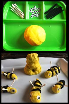 the bees are made out of marshmallows and sticks