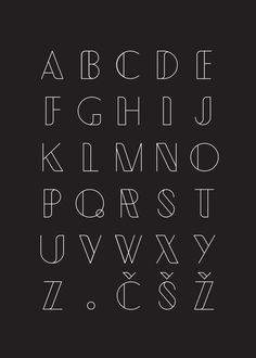 the alphabet is drawn in white on a black background