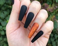 Orange Acrylic Nails, Halloween Acrylic, Nails Matte, Nails Stiletto, Acrylic Press On Nails, Nails Fake