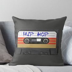 an old school style throw pillow with the words hip hop on it