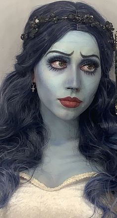 a close up of a person with makeup on