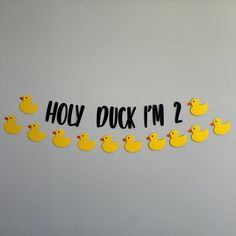 "Prepare to be delighted, this custom duck Banner is the perfect addition to your party decor!  --- OPTIONS --- See photos for options. --- DETAILS --- > Each letter measures 5.75\" tall and most are approximately 2.5\" wide. > All banners are pre-strung on a thin cotton string. > The letters are not attached to the string so they can slide to adjust the size/look of the banner. > Looking for more animal themed decorations? Click here: https://www.etsy.com/shop/foreverohsocraftyco/?etsrc=sdt&sec Rubber Ducky 2nd Birthday Party, Duck Bday Theme, 2nd Birthday Duck Theme, Duck Theme Wedding, Duck Second Birthday Party, Duck Duck Goose Party, Rubber Duck Pool Party, Holy Duck Im Two, Duck Duck Two Birthday