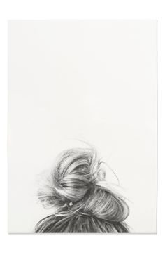 a black and white photo of a woman's head with her hair in a bun