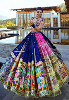 Navaratri Outfits, Navratri Kurti, Colorful Lehenga, Traditional Lehenga Designs, Navratri Aesthetic, Navratri Ideas, Fancy Dress Patterns, Navratri Outfits, Fabric Illustration