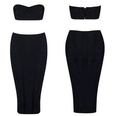 Two Piece Bandage Set. This Form Fitting, Curve Hugger Set Is Made Of High Quality Materials That Is Similar To The Garments Of Shape Wear. This Set Will Boost Your Cleavage And Cinch Your Waist. The Exotic Design Pattern Will Also Compliment Your Figure. The Material Is Also Flexible. Perfect For A Special Occasion Or Night Out. Fits M/L Elegant Stretch Black Set, Fitted Black Evening Sets, Black Stretch Evening Sets, Black Stretch Evening Set, Elegant Fitted Club Sets, Black Evening Sets For Summer, Black Summer Evening Sets, Chic Black Sets For Club, Chic Black Club Sets