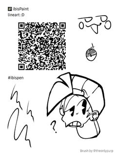 an image of a cartoon character with qr code on the back and text that reads,