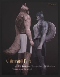 an image of two men with wolf tails on their heads, one holding the other's tail