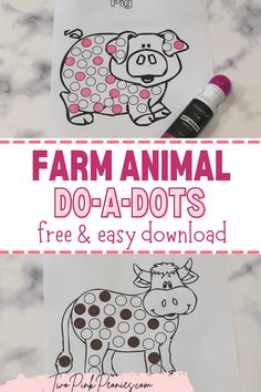 farm animal do - a - dots for kids to draw and color on paper