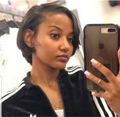 Big Chop Silk Press, Short Hairstyle Women Silk Press, Serayah Short Hair, Chin Length Hairstyle Women, Black Women Bobs Haircuts, Buzz Cut Women Black, Short Bob Natural Hair Black Women, Silk Press Natural Hair Short Hairstyles, Short Bob For Black Women