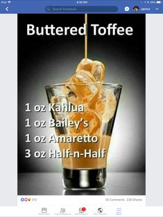 an advertisement for buttered toffee is shown on the screen, with information about it