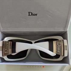 Dior Stripes 1 Sunglasses. Authentic! Great Condition. No Scratches On Lenses. Spring Cleaning Out My Closet. Comes With Box. Elegant White Sunglasses For Formal Occasions, Elegant White Evening Sunglasses, Designer White Sunglasses For Formal Occasions, Dior Y2k, Dior Cream, Casual Sunglasses, Off-white Logo, Dior Accessories, Dior Sunglasses