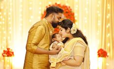 ishithanishan #nameing ceremony #baby girl #kerala saree Mundan Ceremony Photoshoot Ideas, Rice Ceremony Photoshoot