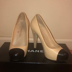 100% Authentic Chanel Captoe Pumps In Beige And Black. Timeless And Beautiful, Will Never Go Out Of Style And Works With Every Style. Chanel Logo On Captoe. Almond Toe. Beautiful Soft Leather. Heel Is 4 And Half Inches. 1 Inch Platform Excellent Condition. Clean, No Scratches Or Imperfections. Worn Only A Couple Of Times. Comes In Original Box And Protective Bag Chanel Logo, Beige And Black, Chanel Shoes, Black Pumps, Go Out, Out Of Style, Black Cream, Shoes Women Heels, Soft Leather