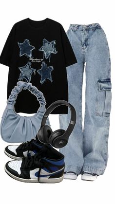 Fasion Outfits, Chic Summer Outfits, Baggy Clothes, Outfit Inspo Casual, Trendy Outfits For Teens, Tomboy Style Outfits, Black Crop Top, Cute Everyday Outfits, Really Cute Outfits