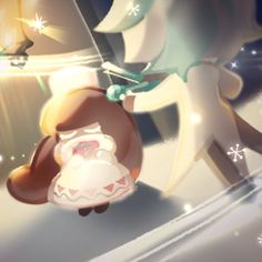 an animated image of a person holding onto a stuffed animal in front of some lights