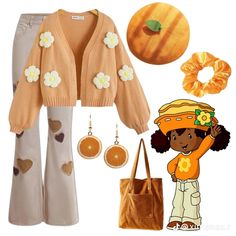 Fruit Themed Outfits Aesthetic, Orange Themed Outfit, Spring Themed Outfits, Orange Cute Outfits, Fall Orange Outfits, Orange Blossom Inspired Outfit, Orange Outfit Ideas Casual, Orange Blossom Costume Ideas, Fruit Aesthetic Outfit