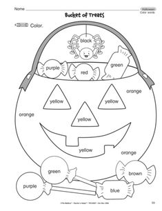 a coloring page for halloween with words and pictures