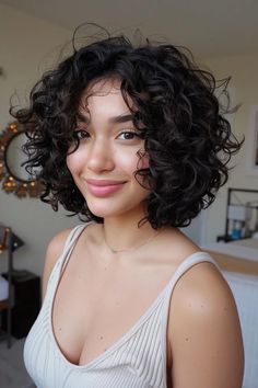 Short Curly Haircuts For Heart Shaped Faces, Short Bob Curly Haircuts, Curly Hair Cuts For Oval Face Shape, 2c Curly Hair Haircuts Short, Short Curly Hair Heart Shaped Face, Curly Hair Heart Shaped Face, Spiral Curls Short Hair, Diamond Shape Curly Haircut, Short Curly Haircuts Round Face