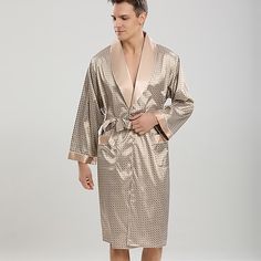 Season:Spring  Summer,Fall; Fabric:Satin,Polyester,Rayon,Faux Silk; Gender:Men's; Thickness:Thin; Nightwear Style:Robes Gown,Pajamas,Sleepwear,Silk Pajama,Silk Robe,Silk Kimono,Robe; Style:Robes; Elasticity:Inelastic; Occasion:Spa,Daily; Age Group:Adults; Details:Belt Included; Function:Lightweight; Pattern:Striped; Design:Stripe; Neckline:Deep V; Special Size:Plus Size; Front page:FF; Listing Date:03/13/2020; Production mode:External procurement; Hips:null; Length:; Feel of Sensation:Gender Neutral; Listing Year:2019; Special selected products:COD; Bust:null; Sleeve Length:null Luxurious Nightgown, Men's Sleepwear & Loungewear, Kimono Men, Nightgown Pajamas, Nightgown Short, Silk Bathrobe, Long Sleeve Nightgown, Shorts Sleepwear, Satin Pyjamas