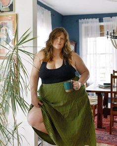 Plus Size Boho Skirt, Plus Size Slow Fashion, Curvy Drawing, We Made It, Double Gauze, So Nice, Stripe Skirt, Body Image