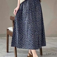 Lasaky - Serene Countryside Floral Midi Skirt with Loose Fit and Aesthetic Charm Umbrella Designs, Lace Splicing, Half Skirt, Floral Midi Skirt, Asymmetrical Skirt, Long Sleeve Bodycon, Long Sleeve Bodycon Dress, Casual Skirt, Circle Skirt