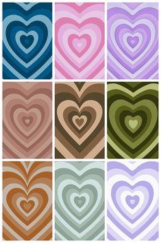 six different hearts arranged in multiple colors