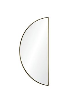 Luna Mirror The curvilinear silhouette of this enchanting wall mirror serves up a healthy slice of modern style. // With a half-moon shape that’s simply stunning, the semicircular looking glass is framed in iron and finished in satin brass. // The elliptical mirror can be mounted in multiple directions for maximum design impact - as an accent over a bedside table, or above a doorway as a decorative transom. Dimensions: 20.5" W x 40" H x 1" DFinish: Iron - Satin Brass Plated Estimated Availabilit Healthy Slice, Mirror Shapes, Moon Shape, Moon Shapes, Satin Brass, Shape Design, Half Moon, Wall Mirror, Room Inspo