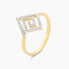 A-maze-Ing Statement Ring - Ella Stein Modern Gold Diamond Ring With Halo Setting, Modern Gold Rings With Halo Design, Diamond Statement Rings, Vs1 Diamond, Statement Rings Diamond, Gold Bride Jewelry, Gold Statement Ring, Demi Fine Jewelry, Bride Jewellery