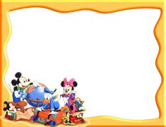 mickey mouse and friends frame with an orange border