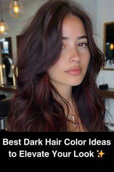 Discover the best dark hair color ideas that will give your locks a stunning makeover! Whether you’re looking for deep, rich shades or subtle highlights, these trendy options for 2024 will help you find the perfect look. Get inspired and transform your hair with these must-try colors! #DarkHairGoals #HairInspo #2024Trends Highlight Styles, Dark Hair With Highlights, Natural Shades