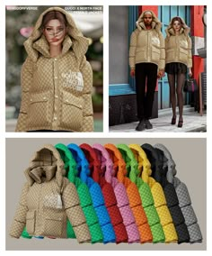 a collage of photos showing the different coats worn by women