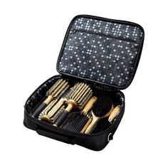 Signature Series Deluxe 6 Piece Brush Set with Case - Sam Villa Sleek Blowout, Minerva Beauty, Hair Tool Set, Hairstylist Tools, Boar Bristle Hair Brush, Oval Brush, Hair Kit, Bamboo Brush, Haute Hair