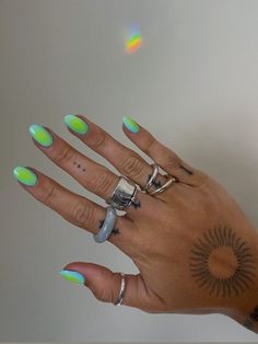 Late Summer Nail Ideas Almond, Cool Nail Inspo 2024 Almond, Fun Nail Designs Summer, Funky Nail Designs Fun, Beach Nails Bright, Vacation Nails Bright, Nail Designs Tropical, Full Color Nails, Pastel Nails Summer