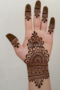 the hand is decorated with henna designs