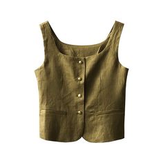 F00199254-204 Solid Color Linen Sleeveless Tank Top, Solid Linen Sleeveless Tank Top, Sleeveless Linen Tank Top, Sleeveless Linen Summer Vest, Chic Summer Linen Vest, Casual Linen Vest For Workwear, Beige Linen Spring Vest, Classic Sleeveless Summer Vest, Classic Beige Tank Top For Spring