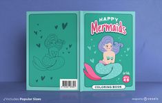 Mermaids coloring book cover design Coloring Book Cover Design, Coloring Book Cover, Amazing Book Covers, Mermaid Coloring Book, Instagram Post Design, Mermaid Coloring, Floral Frame, Custom Tshirt Design