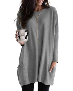 PRICES MAY VARY. 95% Polyester, 5% Spandex Imported Pull On closure Machine Wash Tunic Tops For Leggings, Long Tunic Tops, Leggings With Pockets, Casual Long Sleeve Shirts, Long Sleeve Tops Casual, Long T, Loose Fitting Tops, Women Tunic Tops, Long Tunic