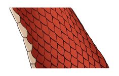 a red roof with wavy lines on it