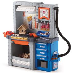 a toy workbench with lots of tools