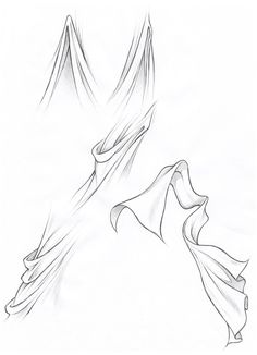 a line drawing of the back and side of a woman's dress with flowing fabric