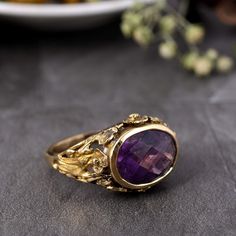 signet stone cut Amethyst Ring, Ring for Man/Women, Silver Ring, 22k Gold fill, Statement Bohemian Ring, Amethyst Signet Stone jewelry, boho Enjoy Free Shipping on All Orders Product Description:- *Handmade item *Dispatches from a small business in India *Materials         :-   Brass,  *Band colour    :-   Gold,  *Style                 :-   Boho & hippie *Can be personalized Ring Type                :-     Ring SIZE           :-    All Size Are Available. Choose From Variation. METAL           :-    Pure  Brass or 925 sterling silver ( Nickel  Free Ring )                              :-    All Metal Are Available. Choose From Variation.  Gemstone               :-     Amethyst Stone Shape           :-     Oval Ring can be customized on request and gemstone can be made to any gemstone you wa Heirloom Amethyst Rings With Gemstone Accents, Gold Amethyst Rings With Rose Cut Diamonds, Purple Amethyst Jewelry With Rose Cut Diamonds, Unique Yellow Gold Amethyst Ring, Yellow Gold Amethyst Ring With Gemstone Accents, Purple Amethyst Ring With Rose Cut Diamonds, Round Amethyst Ring With Rose Cut Diamonds, Vintage Amethyst Crystal Ring With Gemstone Detail, Vintage Amethyst Crystal Ring With Gemstone