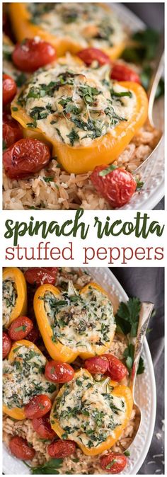 stuffed bell peppers with spinach ricotta and stuffed peppers on top are the perfect appetizer for any special occasion