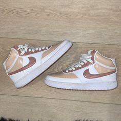 Brown/Nude/White 7.5 Women’s High Top Air Forces, High Top Air Force, Nike High Top, Nike High Tops, Nike High, Air Forces, Shoes Nike, Womens Shoes Sneakers, High Top