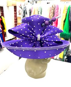 CUSTOM Bow HAT Wide Brim Hat with Rhinestones Can be made in other colors Estimated shipping time 2 weeks Short Brim Rhinestone Hat For Kentucky Derby, Rhinestone Short Brim Hat For Kentucky Derby, Kentucky Derby Rhinestone Hat With Short Brim, Rhinestone-embellished Short Brim Hat For Kentucky Derby, Rhinestone Fitted Hat For Kentucky Derby, Fitted Rhinestone Hat For Kentucky Derby, Wide Brim Hat With Rhinestones For Kentucky Derby, Fitted Hats With Rhinestones And Short Brim, Fitted Hat With Rhinestones And Short Brim